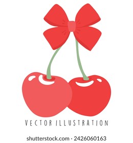 Coquette Bow with cherry vector illustration