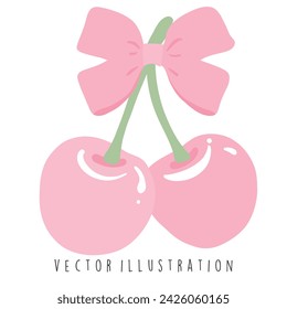 Coquette Bow with cherry vector illustration