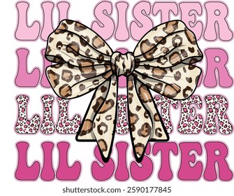 Coquette bow Little sister, lil sis, Retro vintage, dalmatian dots, Race, graphic, Leopard, cow, sport, sisters, shirt, sublimation, design, cut file, big, matching