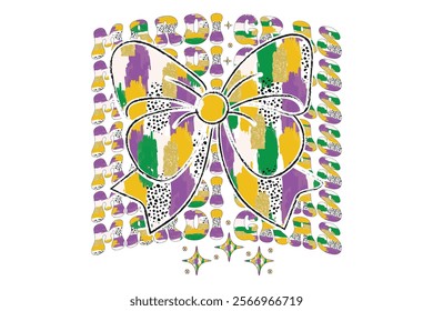 Coquette Bow Mardi Gras EPS Sublimation T-shirt Design