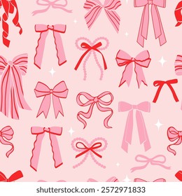 Coquette bow and ribbon seamless pattern