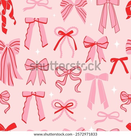 Coquette bow and ribbon seamless pattern