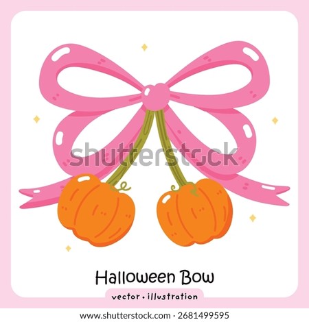 Coquette Bow spooky Pumpkin cherry Halloween Ribbon vector illustration