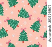 Coquette Christmas Tree Pattern Bow Christmas Background