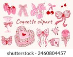 coquette clipart, cute, kawaii, coquette aesthetic, bows clipart,  crafts Bows, Coquette, pink ribbon, Pink Coquette Ribbon Clipart Gift bow clipart Fashion Decoration valentine gift