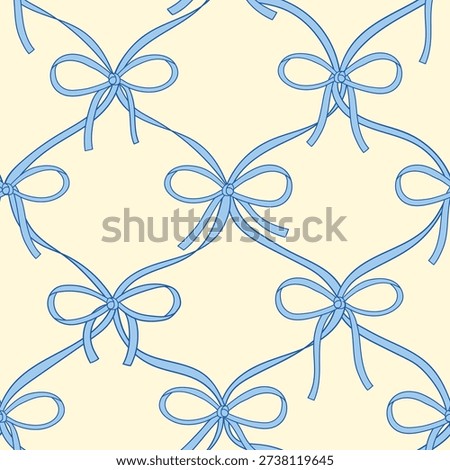 Coquette Cute seamless pattern with bow set. Hand-drawn vintage ribbons. For party, Wedding, invitation, social media template, and greetings in retro style. Vector minimalist elements, line art.
