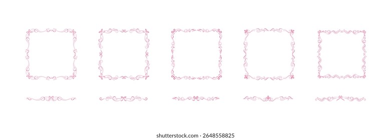 Quadros de coquete, correspondência de separadores de página. Faça seu próprio quadro moderno, cantos, qualquer decoração de página