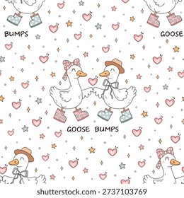 Coquette goose bumps seamless pattern, Silly goose on the loose, Funny goosebumps background, Sarcastic goose meme design.
