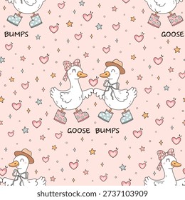 Coquette goose bumps seamless pattern, Silly goose on the loose, Funny goosebumps background, Sarcastic goose meme design.