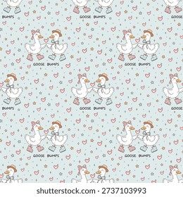 Coquette goose bumps seamless pattern, Silly goose on the loose, Funny goosebumps background, Sarcastic goose meme design.