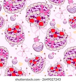 Coquette Halloween pattern seamless, vintage flowers, Vintage Retro Pink Seamless Pattern, purple Vintage Coquette happy Halloween seamless file, Retro pumpkin seamless file, Retro coquette wallpaper