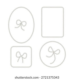 Coquette Pearl Bow Frames Set with Elegant Beaded Borders for Wedding Invitations, Feminine Branding, Luxury Stationery and Decorative Design