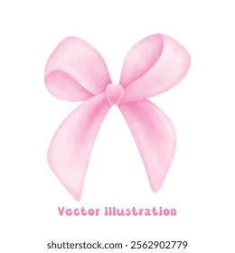 Coquette pink ribbon bow vector illustration