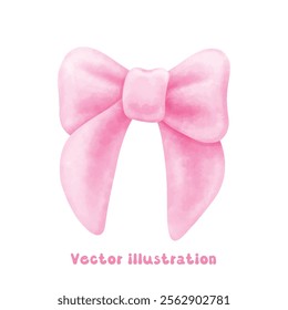 Coquette pink ribbon bow vector illustration