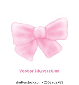 Coquette pink ribbon bow vector illustration