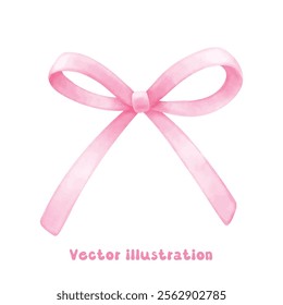 Coquette pink ribbon bow vector illustration