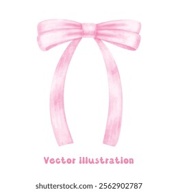 Coquette pink ribbon bow vector illustration