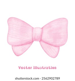 Coquette pink ribbon bow vector illustration