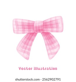 Coquette pink ribbon bow vector illustration