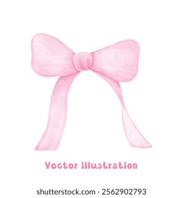 Coquette pink ribbon bow vector illustration