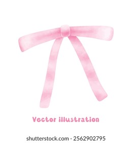 Coquette pink ribbon bow vector illustration