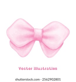 Coquette pink ribbon bow vector illustration