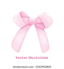 Coquette pink ribbon bow vector illustration