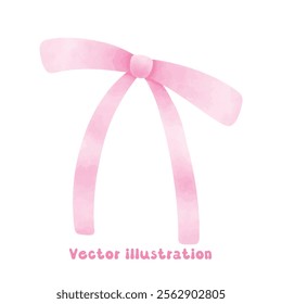 Coquette pink ribbon bow vector illustration