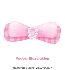 Coquette pink ribbon bow vector illustration