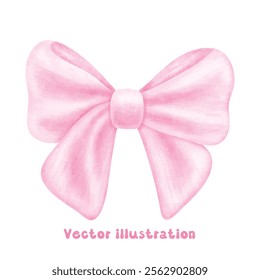 Coquette pink ribbon bow vector illustration