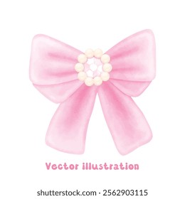 Coquette pink ribbon bow vector illustration