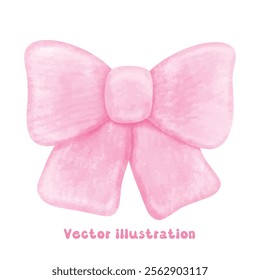 Coquette pink ribbon bow vector illustration