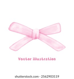 Coquette pink ribbon bow vector illustration