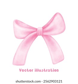 Coquette pink ribbon bow vector illustration