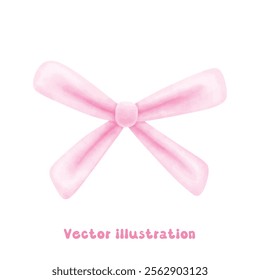 Coquette pink ribbon bow vector illustration