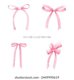 Coquette Pink Ribbon, Vector Illustation