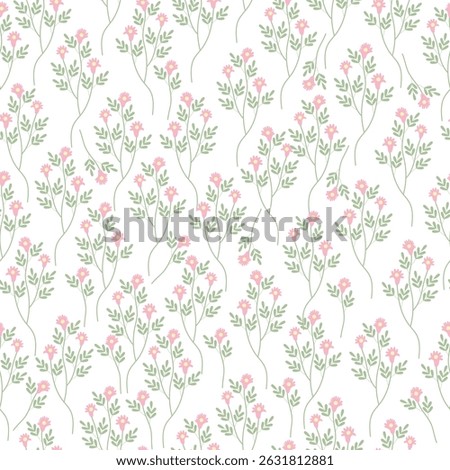 coquette pink seamless flowers pattern. Delicate petals and vibrant blossoms create an artistic and vintage botanical illustration. Perfect for wallpaper, fabric, wrapping paper and more.