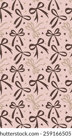 Coquette ribbon bow seamless pattern vector illustration. Cute repeated romantic vintage ornament. Design for textile, fabric, wrapper, packaging, background.