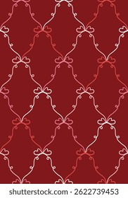 Coquette ribbon bow seamless pattern for fabric, wallpaper, wrapping paper. Classic print design