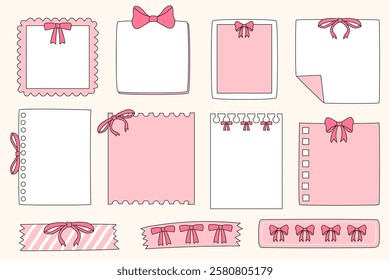 Coquette Ribbon Bow Theme blank paper notes and photo frame and cute decoration set