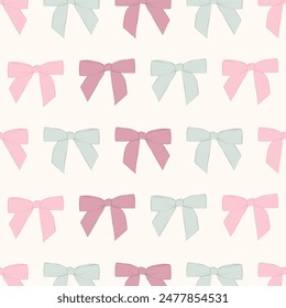 Coquette Ribbon Bow Tie Summer Spring Picnic Cottagecore Seamless Background Repeat