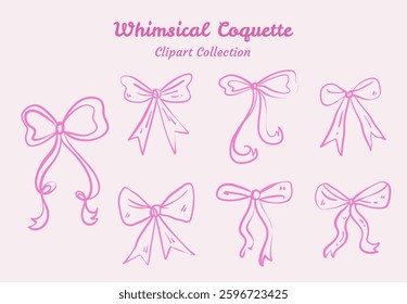 Coquette Ribbon with Pearls and Bows Stylish and Decorative Theme For Vintage and Romantic Themes