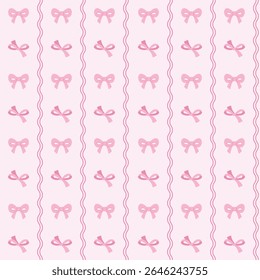 Coquette fita sem emenda padrão Background.Cute arco rosa repetir design para tecido, papel.