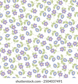coquette seamless flowers pattern. Delicate petals and vibrant blossoms create an artistic and vintage botanical illustration. Perfect for wallpaper, fabric, wrapping paper and more.