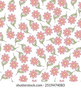 Coquette patrón de flores sin fisuras. Delicados pétalos y flores vibrantes crean una ilustración botánica artística y vintage. Perfecto para el Fondo de pantalla, la tela, el papel de embalaje y más.