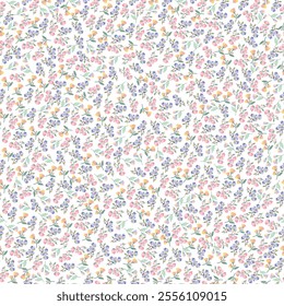 coquette seamless flowers pattern. Delicate petals and vibrant blossoms create an artistic and vintage botanical illustration. Perfect for wallpaper, fabric, wrapping paper and more.