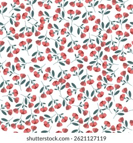 coquette padrão de flores sem costura. Pétalas delicadas e flores vibrantes criam uma ilustração botânica artística e vintage. Perfeito para papel de parede, tecido, papel de embalagem e muito mais.