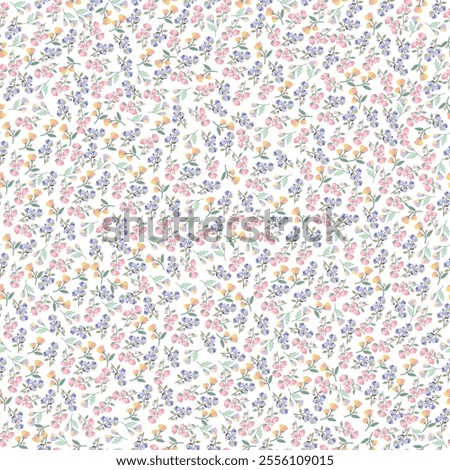 coquette seamless flowers pattern. Delicate petals and vibrant blossoms create an artistic and vintage botanical illustration. Perfect for wallpaper, fabric, wrapping paper and more.
