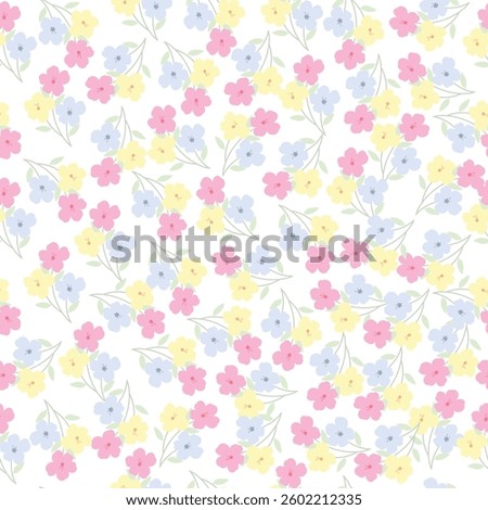 coquette seamless flowers pattern. Delicate petals and vibrant blossoms create an artistic and vintage botanical illustration. Perfect for wallpaper, fabric, wrapping paper and more.