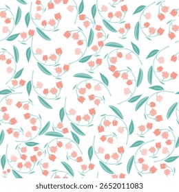 Coquette sin patrón de flores de color naranja. Delicados pétalos y flores vibrantes crean una ilustración botánica artística y vintage.